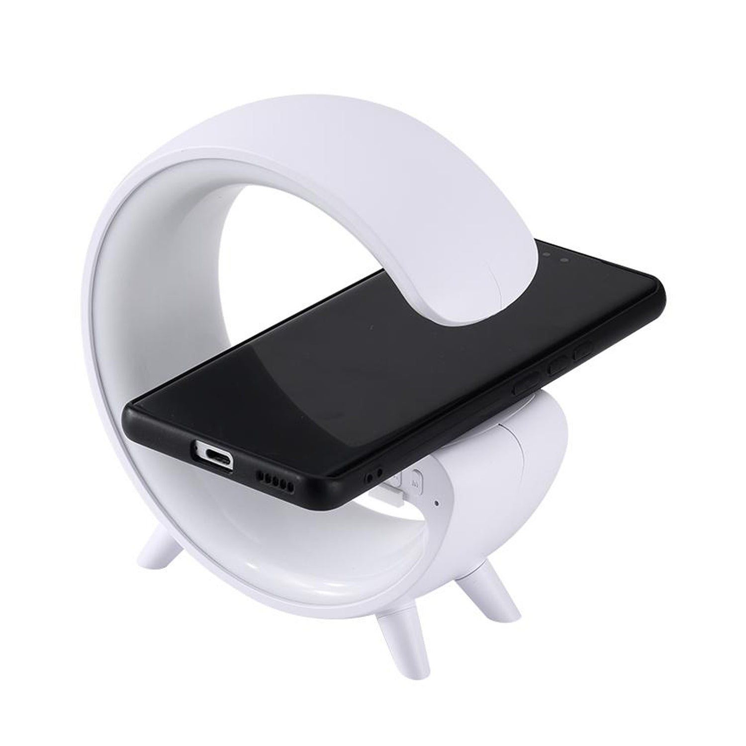 Smart Alarm Clock with G-Shape RGB Light Bluetooth Speaker, Wireless Charging (1 Pc) Smart Alarm Clock with G-Shape RGB Light Bluetooth Speaker, Wireless Charging (1 Pc)